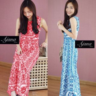 TW5847 Maxi Dress เดรสแขนกุดยาว D&amp;G เข้ารูปกระโปรงยาว