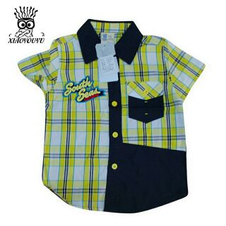 Summer Cute Kids Casual Shirts Turn Down Collar Short Sleeve