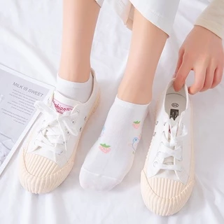 (W-147) ซื้อขั้นต่ำ 2 คู่ ถุงเท้าหมีฟ้า ถุงเท้าข้อสั้น แฟชั่น ลายถ้วยน่ารัก เนื้อผ้านุ่ม