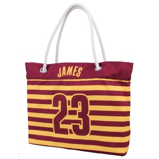 กระเป๋า LeBron James Cleveland Cavaliers Womens Player Nautical Stripe Tote Bag - Wine