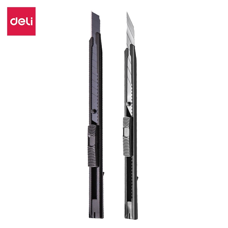 Deli คัตเตอร์ คัตเตอร์เหล็กเล็ก มีดคัตเตอร์ คละสี สีสวย สดใส คัตเตอร์ด้ามแสตนเลส มีดคัตเตอร์ Cutter