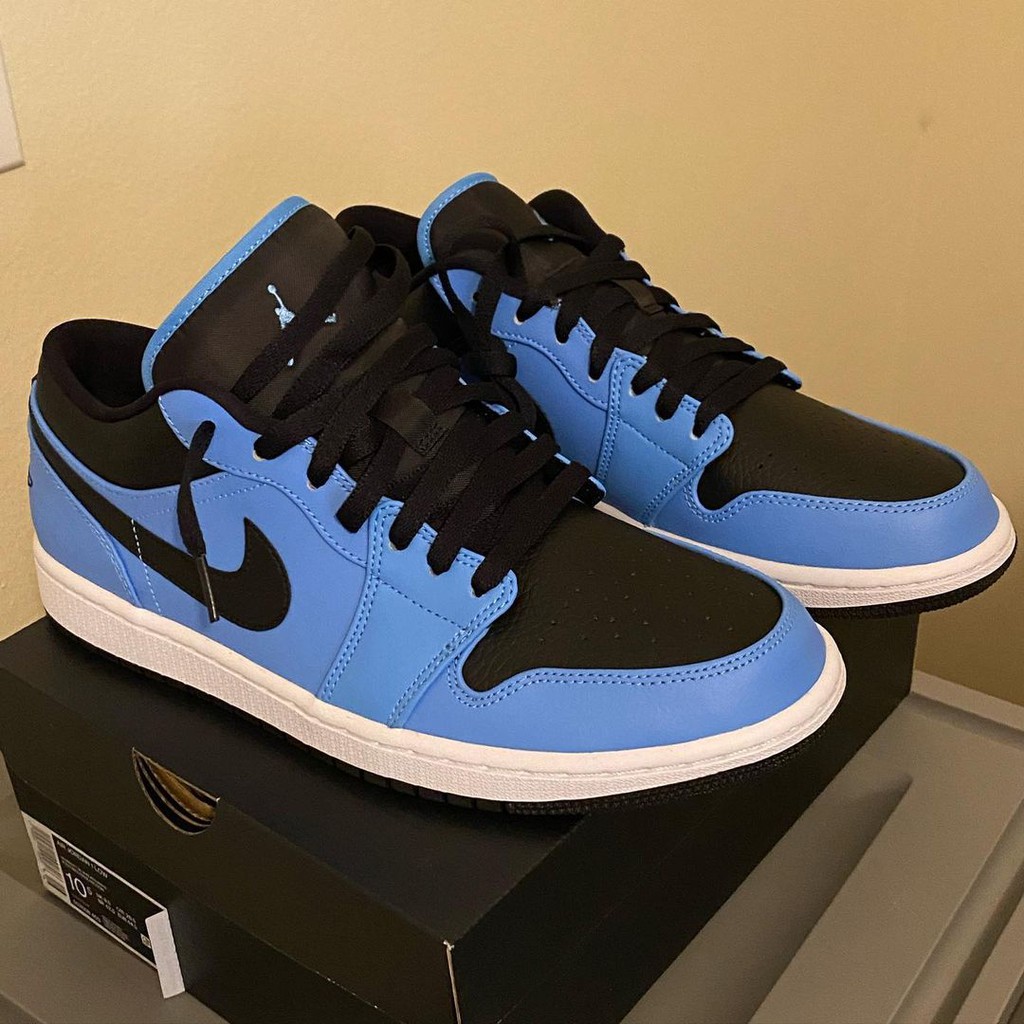 Nike Air Jordan 1 Low University Blue Black Gs M ค ณภาพ