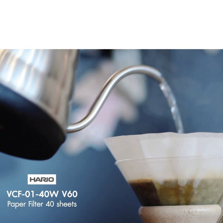 ☈✲กระดาษกรองกาแฟดริป Hario V60 VCF-01-40W (สีขาว)