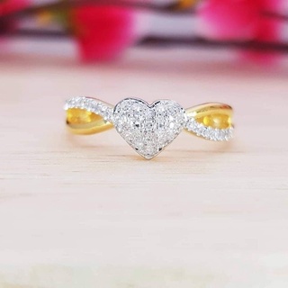 สินค้ามือหนึ่งใหม่🌷แหวนทองคำแท้ 9k (37.5%) เพรชแท้เหลี่ยมกุหลาบ 24 เม็ด 0.12 ct. น้ำหนัก 1.14 g.