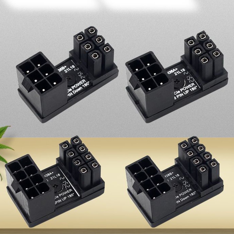 Btsg อะแดปเตอร์พาวเวอร์ GPU VGA 8Pin 6pin ตัวผู้ 180 องศา U Turn to 8Pin 6pin Female สีดํา