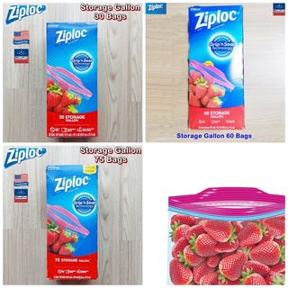 Ziploc® Storage Gallon 30, 60, 75 Bags ถุงเก็บอาหาร ถุงอเนกประสงค์ Gripn Seal Technology ซีลระบบสามชั้น