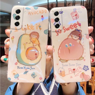 เคส Samsung Galaxy S21 FE 5G แบบนิ่ม ลายอะโวคาโด และพีช ประดับเพชรเทียม สําหรับ ซัมซุง เคสโทรศัพท์ Samsung S21FE 5G Cover Case