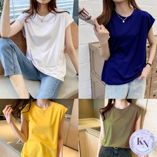 🎏Korea NEW เสื้อสีพื้นแขนกุด 5 สี ผ้านิ่มเด้งใส่สบาย