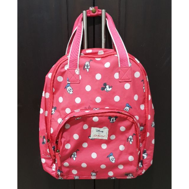(Used) Cath Kidston x Disney Mickey Mouse and Friends Multi Pocket Red Button Spot Backpack Limited Edition