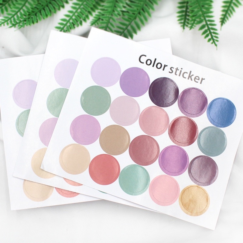 <พร้อมส่ง> สติ๊กเกอร์ วงกลม สีพื้น 3 แผ่น 60ดวง, สติ๊กเกอร์วงกลม, สติ๊กเกอร์ตกแต่ง, เทปวานิช ราคา ถูกที่สุด ดีลบีเคเค แกลเลอรีภาพที่ 3