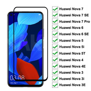 9D สีดำ Huawei NOVA 3 4 5 6 7 7i 2i 3i 4i 5i 2S SE Plus 2 เต็มจอ ปกป้อง ฟิล์ม กระจกนิรภัย ป้องกันจอ