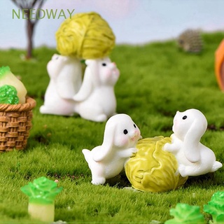 NEEDWAY 1/7PCS Miniatures Dollhouse Home Decor Rabbit Figurine DIY Craft Ornament Model Cartoon Lovely Micro Landscape