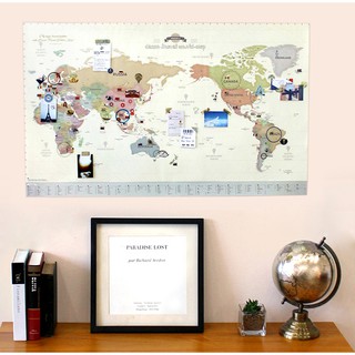 Decor Travel World Map แผนที่โลก ตกแต่งห้องพร้อมสติ๊กเกอร์ Indigo แผนที่