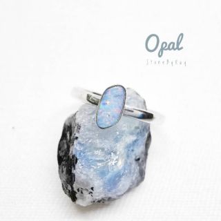 แหวนเงินแท้พลอยโอปอล Natural Opal Silver Ring