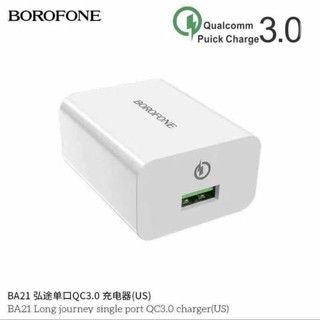 หัวชาร์จ Borofone BA21 ของแท้ 100% Qualcomm Quick Charge 3.0 ปลั๊ก 18W คุณภาพเหมือนแบรนด์ Hoco