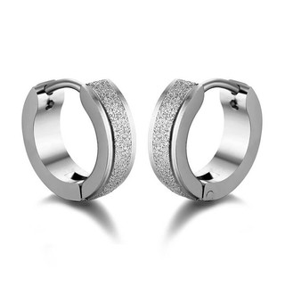 ﻿ต่างหู Stainless Steel Piercing Hoop Earrings for Women Men Fashion Punk Jewelry - 1 คู่