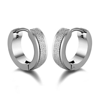 ﻿ต่างหู Stainless Steel Piercing Hoop Earrings for Women Men Fashion Punk Jewelry - 1 คู่