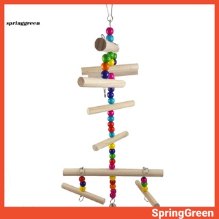 (SPRINGGREEN) ของเล่นนกแก้ว ลูกปัดไม้ สําหรับแขวนตกแต่งกรงนกแก้ว