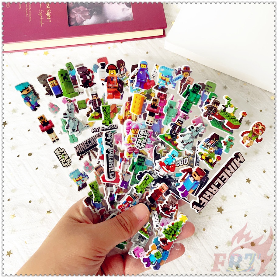 ▶ 5Sheets M.i.n.e.c.r.a.f.t Q-1 DIY Rewards Sticker ◀ 3D Puffy Bubble Stickers Waterpoof Toys PVC Stickers