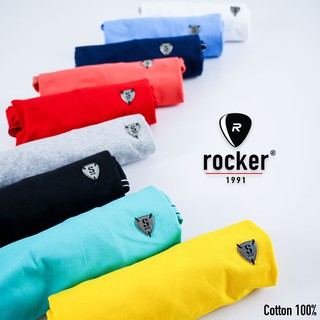 งานป้าย Rocker เสื้อยืดแขนสั้นคอกลม (F,M,L)งานปักPick  ของแท้ 100% แบบเสื้อเป็นทรงตรง