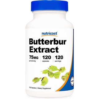 Nutricost Butterbur Extract 75 mg 120 Capsules วิตามินบรรเทา ไมเกรน โรคจมูกอักเสบจากภูมิแพ้ ไข้ละอองฟาง บัตเตอร์เบอ