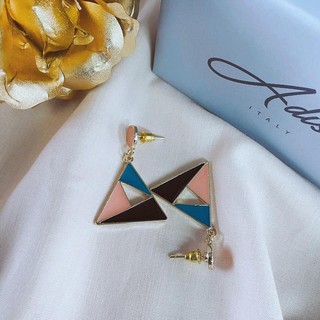 ADIZO เครื่องประดับเคลือบ ทองแท้ 18K ต่างหู Geometric Triangle Earring