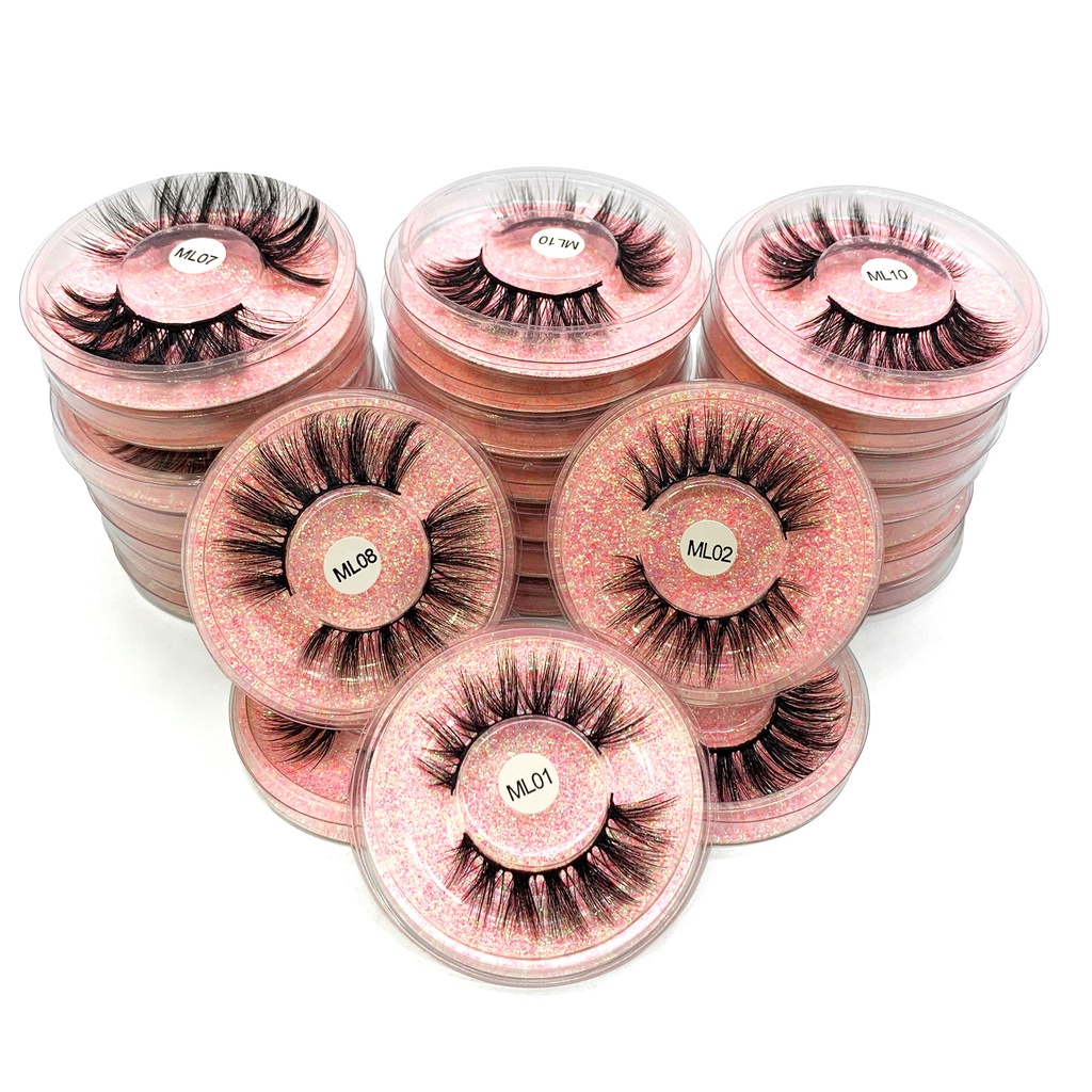 Mollie Lipper 1 คู่ Mink Lashes Fluffy Soft Eyelashes Dramatic Eyelash Extension แต่งหน้า