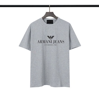 พร้อมส่ง Emporio Armani เสื้อยืดลําลองแฟชั่นสําหรับ Unisex ผ้าฝ้ายแขนสั้นพิมพ์ลาย Emporio Armani Classic Ga Eagle KXI8