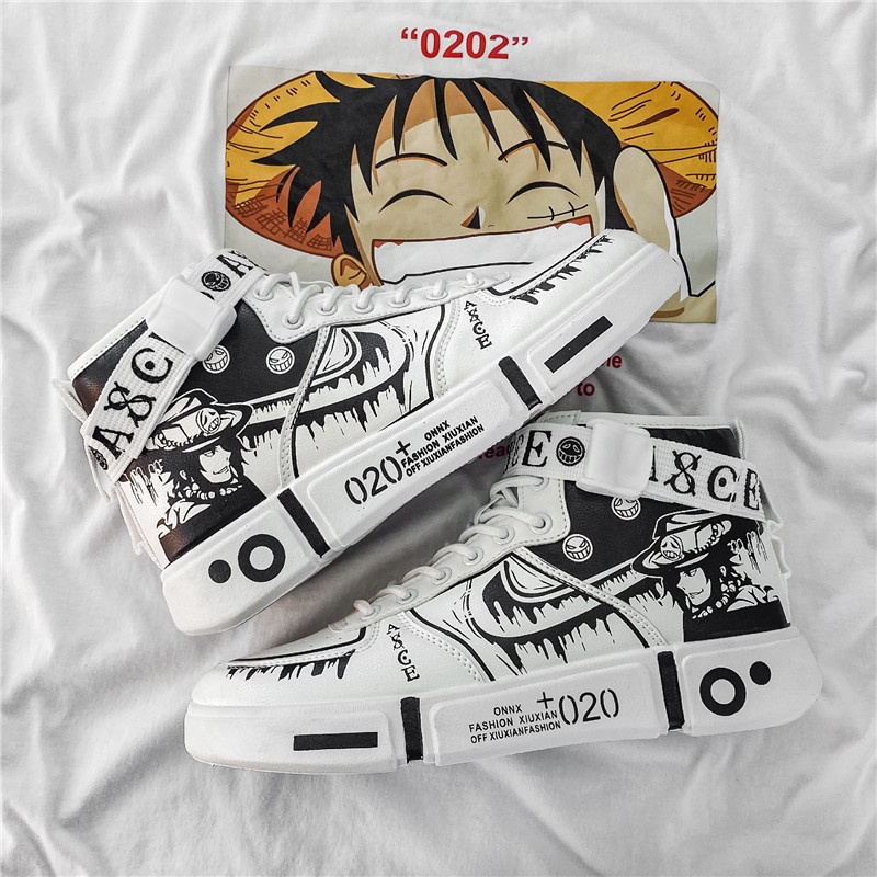 แฟชั่นอะนิเมะ One Piece Ace รองเท้าผู้ชายรองเท้าผ้าใบ