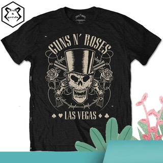 2020 guns n  roses cylinder skull gun las vegas เสื้อยืดลําลองสําหรับผู้ชายแขนสั้นเหมาะกับงานปาร์ตี้ฮาโลวีน