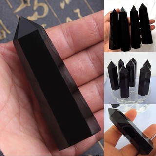 Obsidian Black Quartz ไม้กายสิทธิ์หกเหลี่ยมธรรมชาติ