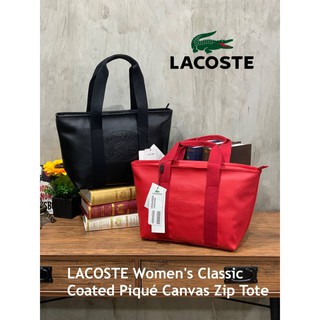 กระเป๋าสะพาย LACOSTE Womens Classic Coated Piqué Canvas Zip Tote