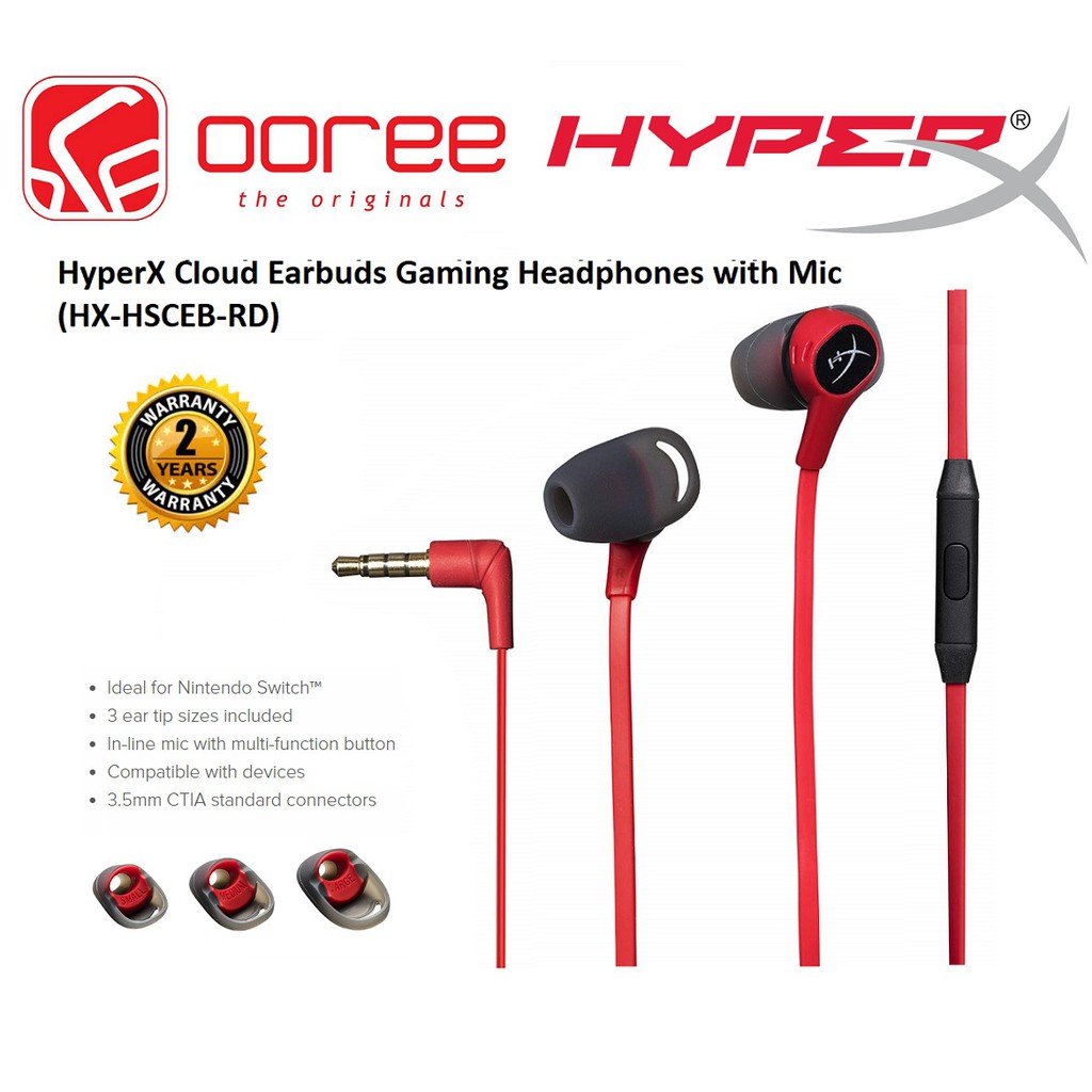 ღღHYPERX HYPERX WIRED CLOUD EARBUDS GAMING HEADPHONE WITH IN LINE