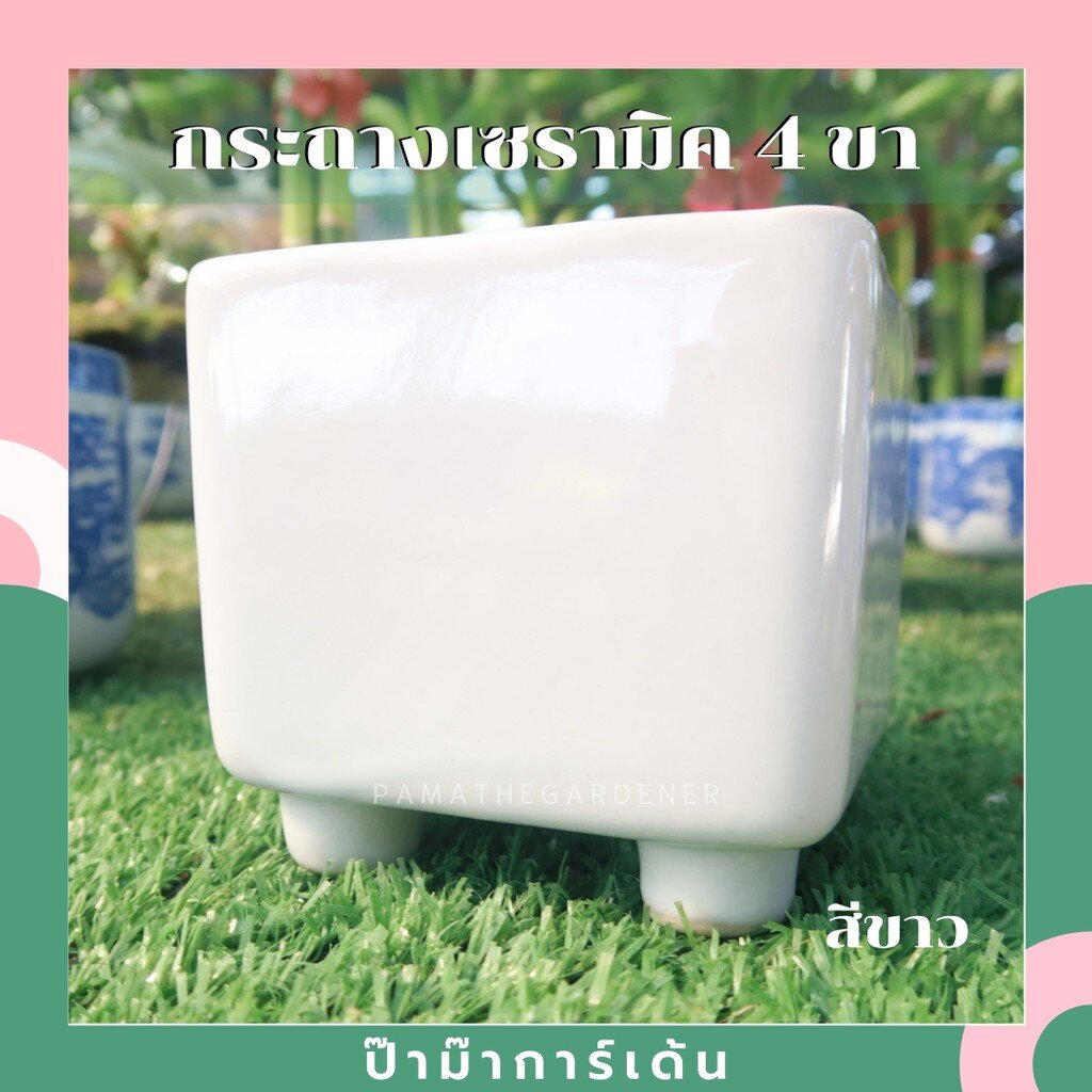 กระถางเซรามิค4ขา เคลือบอย่างดี ขนาด 4นิ้ว