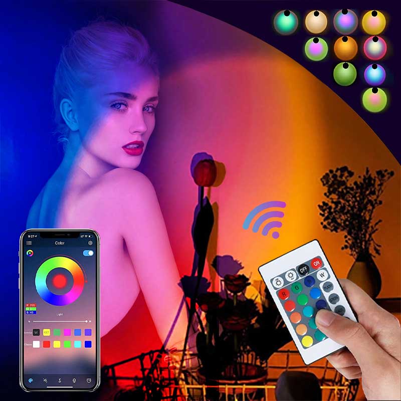 <รุ่นใหม่ รุ่นบลูทูธ> ไฟโรเซ่16 สี โคมไฟโรเซ่RGB LED ไฟพระอาทิตย์ ปรับสีตามเสียงเพลง ควบคุมผ่านบลูทูธและรีโมท