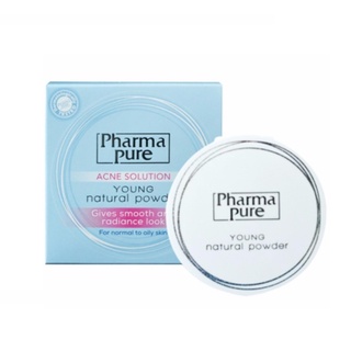 Pharma Pure Acne Solution Young Natural Powder แป้งพับ แอคเน่ สำหรับคนเป็น สิว ขนาด 11.5 กรัม จำนวน 1 ตลับ 15190