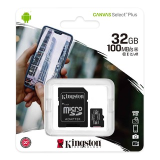 Kingston 32GB รุ่น Canvas Select Plus Class 10 ความเร็ว 100 MB/s (Read) แบบ MicroSDHC Card + SD Adapter (SDCS2/32GB)