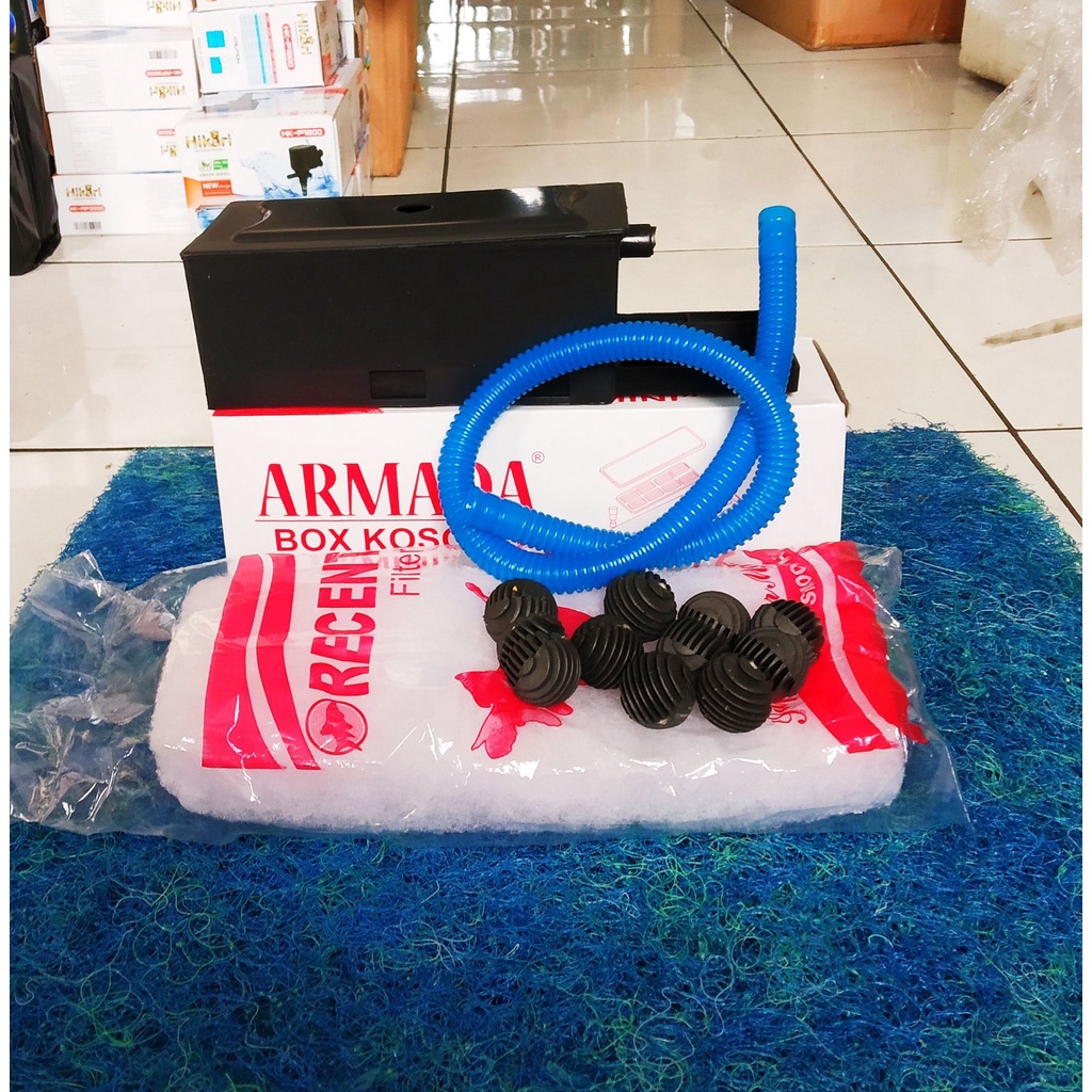 แพ็คเกจกล่องเปล่าตู้ปลาขนาดเล็ก+hose+bio ball+Cotton