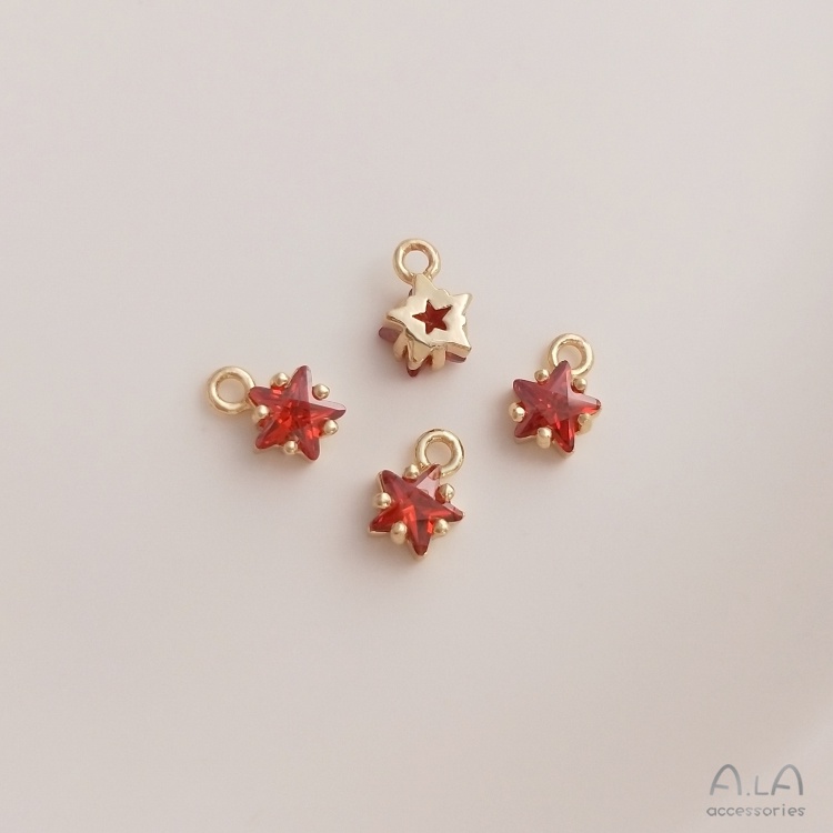 เครื่องประดับDIYขายส่ง จี้หินนําโชค ชุบทอง 14K รูปดาวห้าแฉก 12 กลุ่มดาว ประดับเพทาย เครื่องประดับ DIY[จี้/ห้อยลูกปัด/สร้อยข้อมือ/สร้อยคอ/ต่างหู]