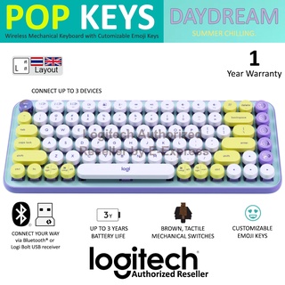 Logitech POP KEYS Mechanical Wireless Keyboard (Daydream Mint)คีย์บอร์ดไร้สายแป้นภาษาไทย/ภาษาอังกฤษของแท้ประกันศูนย์ 1ปี