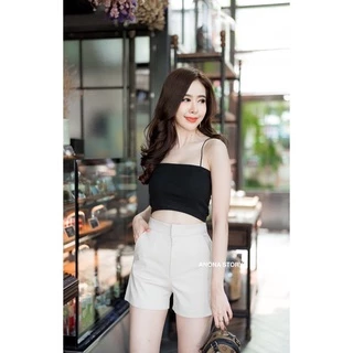 (B) กางเกงขาสั้นตะขอหน้า ทรงเรียบหรูดูแพง ผ้าเปเป้ 🔥พร้อมส่ง