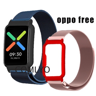 Oppo Watch ฟรีสาย Milanese สเตนเลส สร้อยข้อมือสมาร์ทวอทช์ PC เคสป้องกัน กันชน ฝาครอบป้องกันหน้าจอ ฟิล์มกันรอย