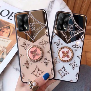 เคสโทรศัพท์ OPPO A95 4G A16 A94 A93 A54 A74 4G A74 5G A15s A15 A53 New Phone Casing Luxury Fashion Diamond Clover Acrylic 3D Ring Bracket Back Cover Case OPPOA95 OPPOA16 ออปโป้A95