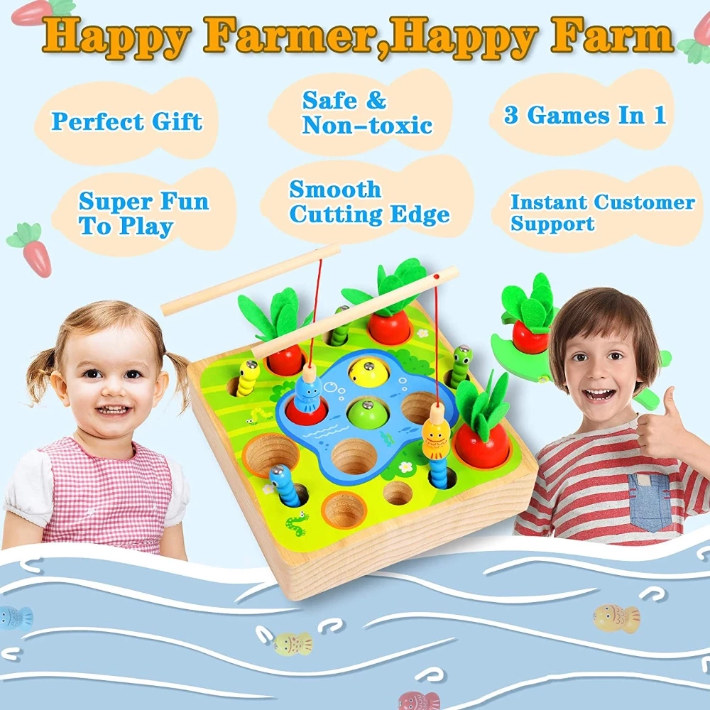 ของเล่นไม้ Montessori เกมตกปลา สำหรับเด็ก 1-3 ปี thumbnail 6