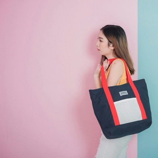 Jumbo Tote Canvas in Navy two tone