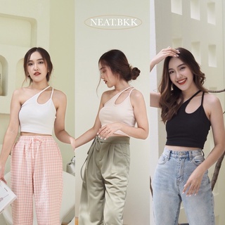 NEAT - MILLIE CROP TOP 150 ฿ เสื้อครอปสายเดี่ยวไขว้ มินิมอล ครอปซับใน ครอปเกาหลี เรียบง่าย