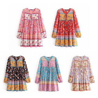 MASS Fashion : เดรสสั้น แขนยาว สไตล์โบฮีเมียน Dress - Tassel Bohemian