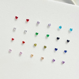 Suwann.na [ราคาต่อคู่] ต่างหู ต่างหูเงินแท้ หัวใจหลากสี