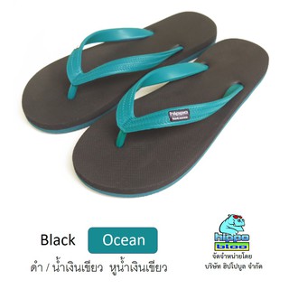 Hippo bloo รองเท้าแตะฮิปโปบูล Black Ocean ชาย/หญิง ดำ/น้ำเงินเขียว หูน้ำเงินเขียว เบอร์9-13 EU36-45