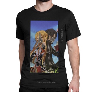 [S-5XL] เสื้อยืดคอกลม แขนสั้น ผ้าฝ้าย พิมพ์ลายอนิเมะ Sword Art Online Asuna Kirito สไตล์คลาสสิก สําหรับผู้ชาย